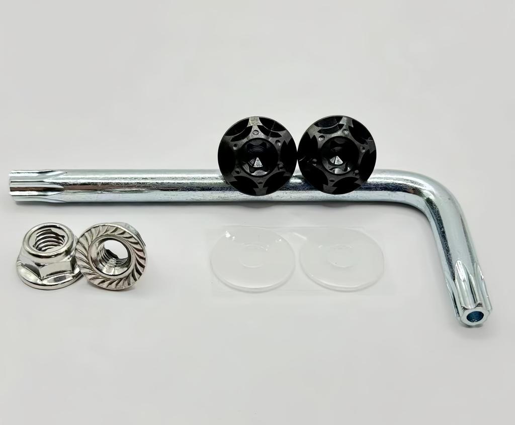 Kuroobaa Titanium Motorcycle License Plate Bolts M6x15mm Snowflake Design, Set of 2 (Black)