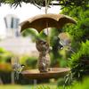Animal Bird Feeder With Umbrella - Cute Squirrel//Dog Holding Umbrella Design Bird Feeder - Metal Feeders For Garden Yard Decor, For Birds Lovers