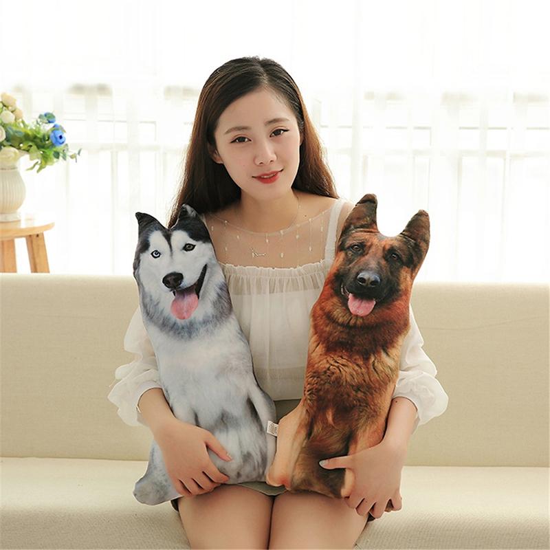 3D Cute Bend Dog Printed Throw Pillow Lifelike Animal Funny Dog Head Cosplay Children Favorite Toy Cushion For Home