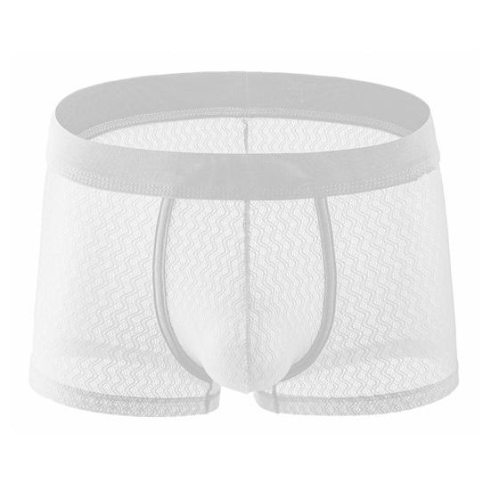 Men Boxer Underwear Summer Mid-rise Solid Color Ice Silk Thin Shorts Briefs Quick-Drying Sexy Panties Daily
