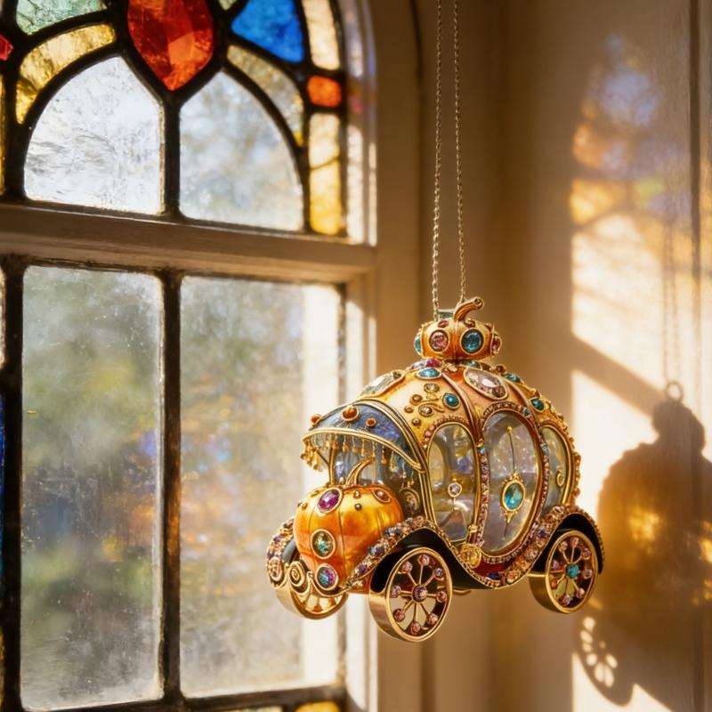 Enchanting Cinderellas Pumpkin Carriages Auto Interior Hanging Ornament Crafted from Acrylic for Gift Giving on Various Holidays