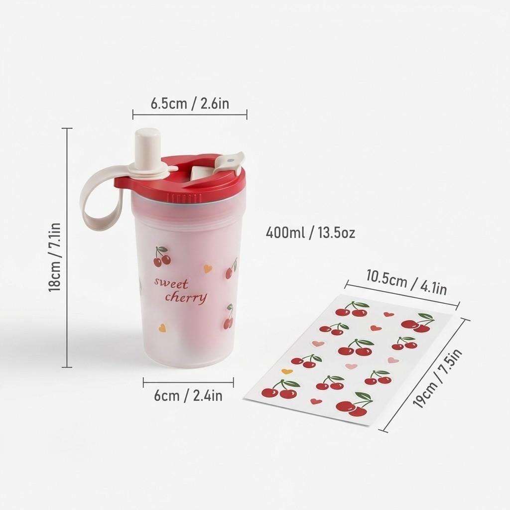 

400ML Portable Tumbler Water Cup With Strainer&Straw Heat-resistant Leak-proof Transparent Plastic Drinking Bottle For Students