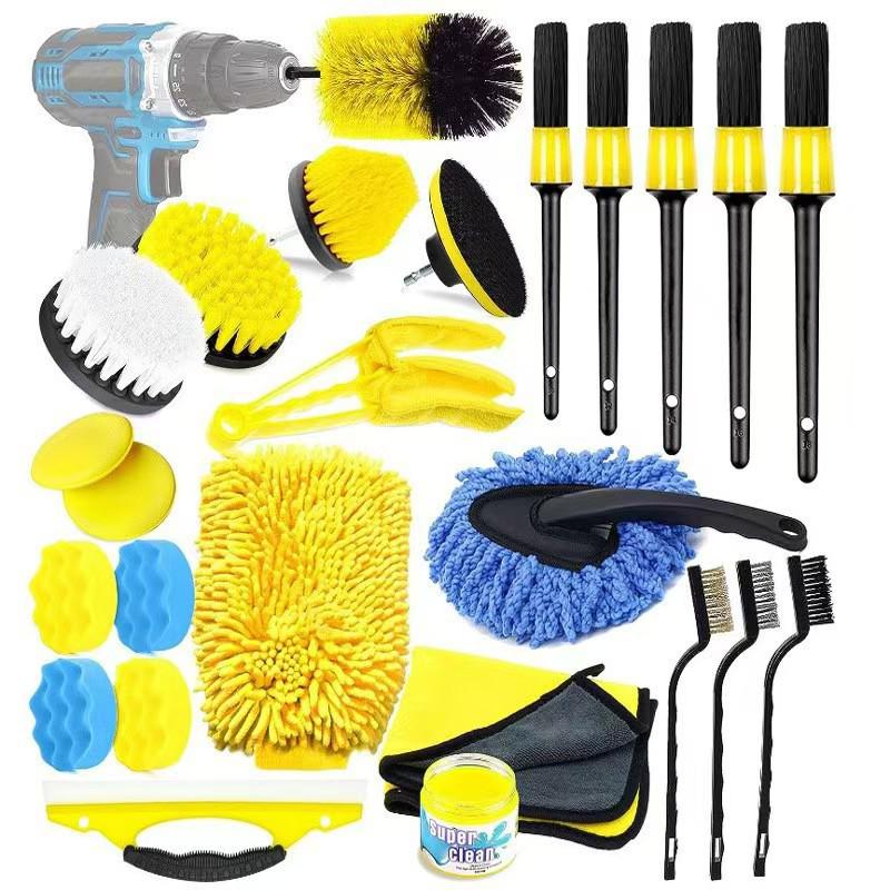 27-Piece Electric Drill Car Cleaning Brush Set with Air Vent Brush