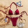 Ribbed Bikini Swimsuit Brazilan Bikini Set Thin Strap Swimwear for Women Halter Sexy Bathing Suits Summer Female