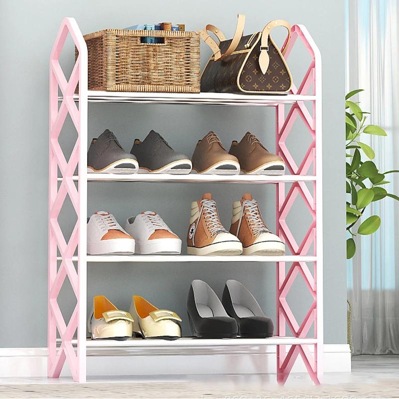 

1pc - Simple shoe rack for home assembly and storage розовый