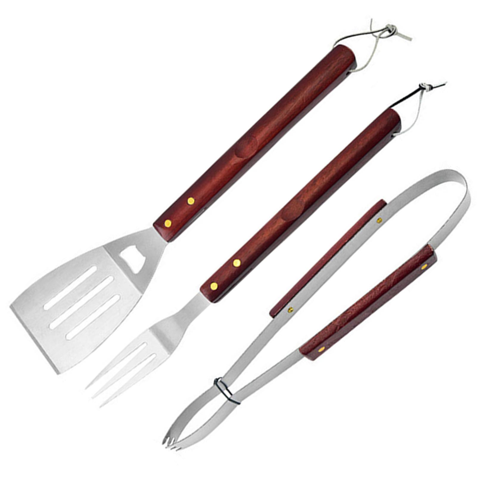 

Wooden Handle Grilling Kit Portable Stainless Steel Barbecue Accessories For Picnic