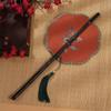 Rollable Long Handle Fan Rotatable Group Fan Portable Chinese Bamboo Waist Fan  Gifts