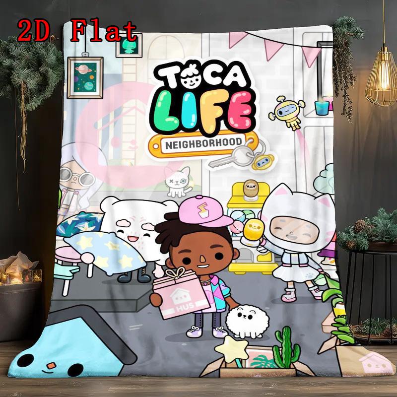 Toca Boca Life 2D Flaches Muster Flanelldecke Hohe Qualität Ganzjahreszeiten Wärme und Komfort Perfekt für Weihnachtsgeschenke.PMT0914208