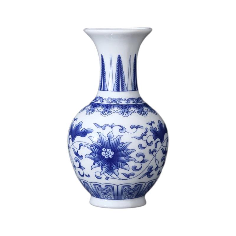 Mini Celadon Blue & White Porcelain Wall Vase: Small Hydroponic Flower Holder Ornament