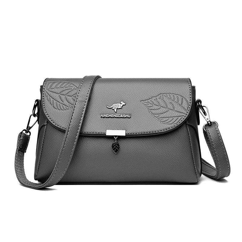 

Soft Leather Embossed Single-shoulder Bag for Women, Crossbody Bag for Middle-aged Ladies серый