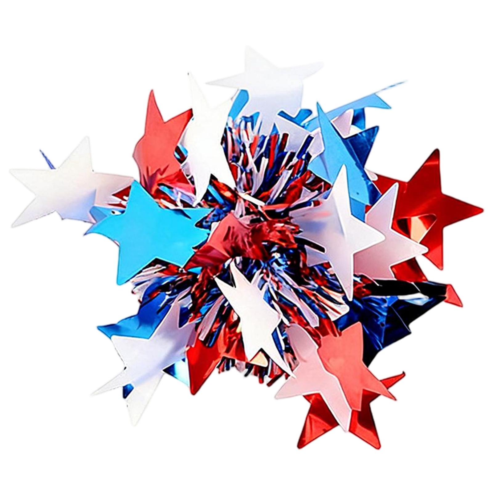 

US Independence Day Red, And Blue Star Hairpin, Day Carnival Confetti Round Hairpin, Festival Decoration For Topknot One Size