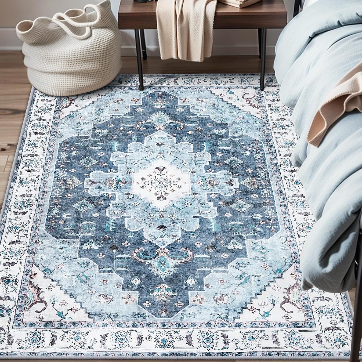 

Килими традиційного перського стилю з квітковими візерунками, килими для вітальні, спальні, біля ліжка, килимки для декору дому в американському стилі 120X160CM(3.9X5.3FT