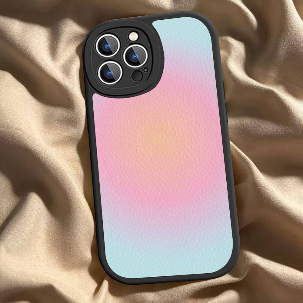 

INS Colored Halo Minimalist Style Phone Case Hard Leather For IPhone 16 15 14 13 12 Mini 11 14 Pro Max Xs X Xr 7 8 iPhone 14 plus