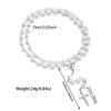 1 collana con ciondolo a croce lunga in perle sintetiche alla moda ed elegante, versatile per l'uso quotidiano, collana da donna a forma di Y