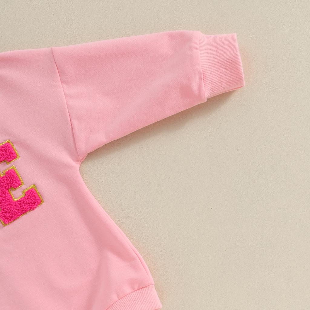 Kleinkind Baby Sweatshirt Strampler Buchstabenstickerei Langarm Jumpsuit für Neugeborenes Mädchen Junge Niedliche Kleidung