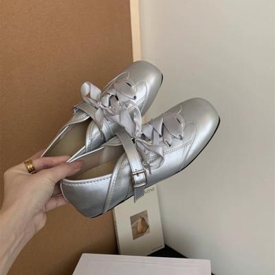 2025 New Women Sneaker Bow Ballet Dance Mary Jane Shoes Summer Autumn Fashion New Dress Designer Shoes Casual Shallow Footwear