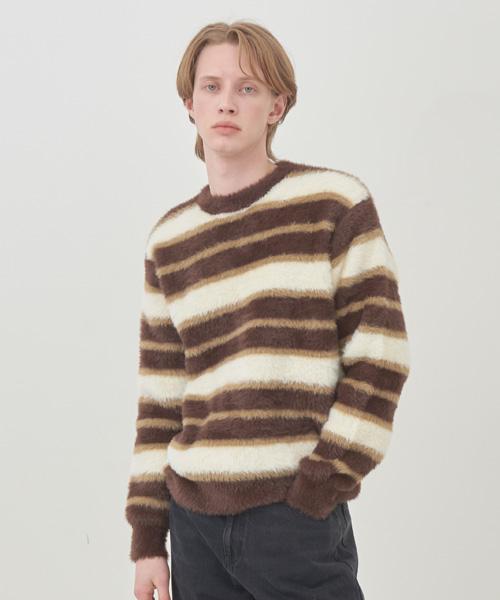 Graph Platform Striped Mohair Knit Brown Brown