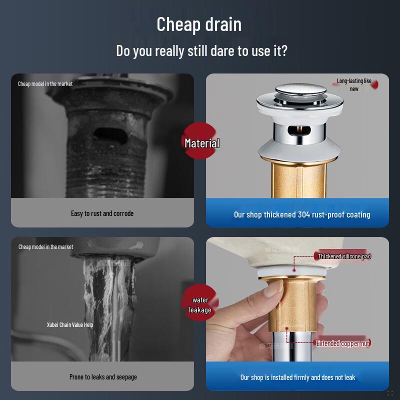 304 Stainless Steel Basin Drain Kit
