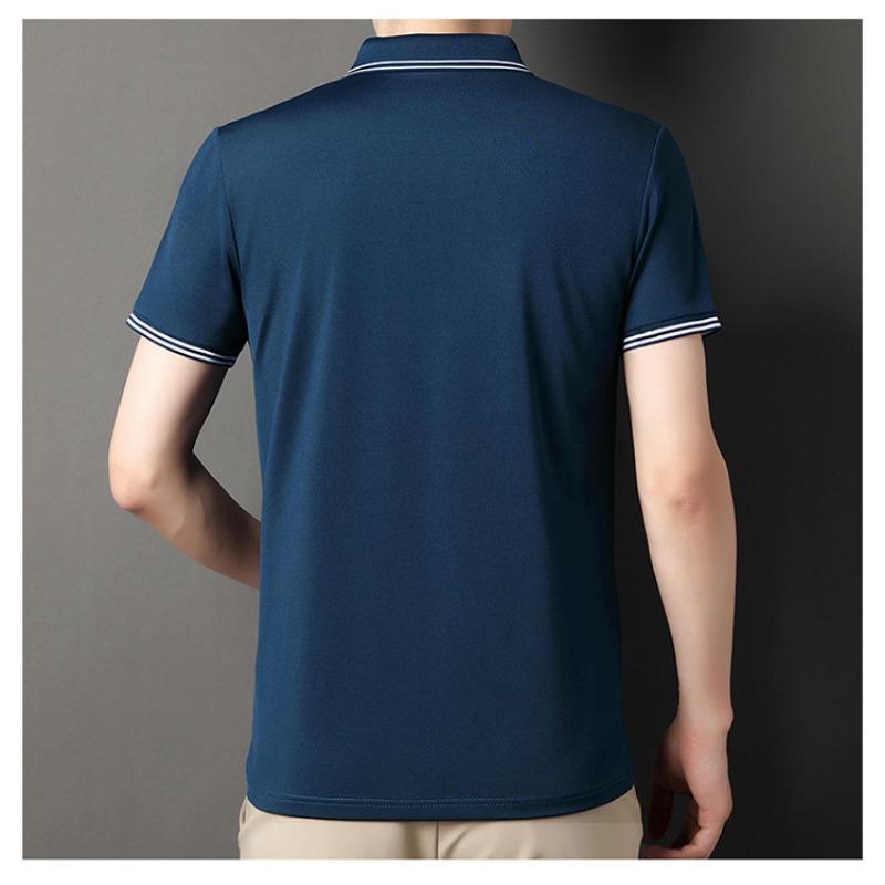 Men's Summer Lapel Half Zip Short Sleeve T-shirt Stylish Versatile Casual Top