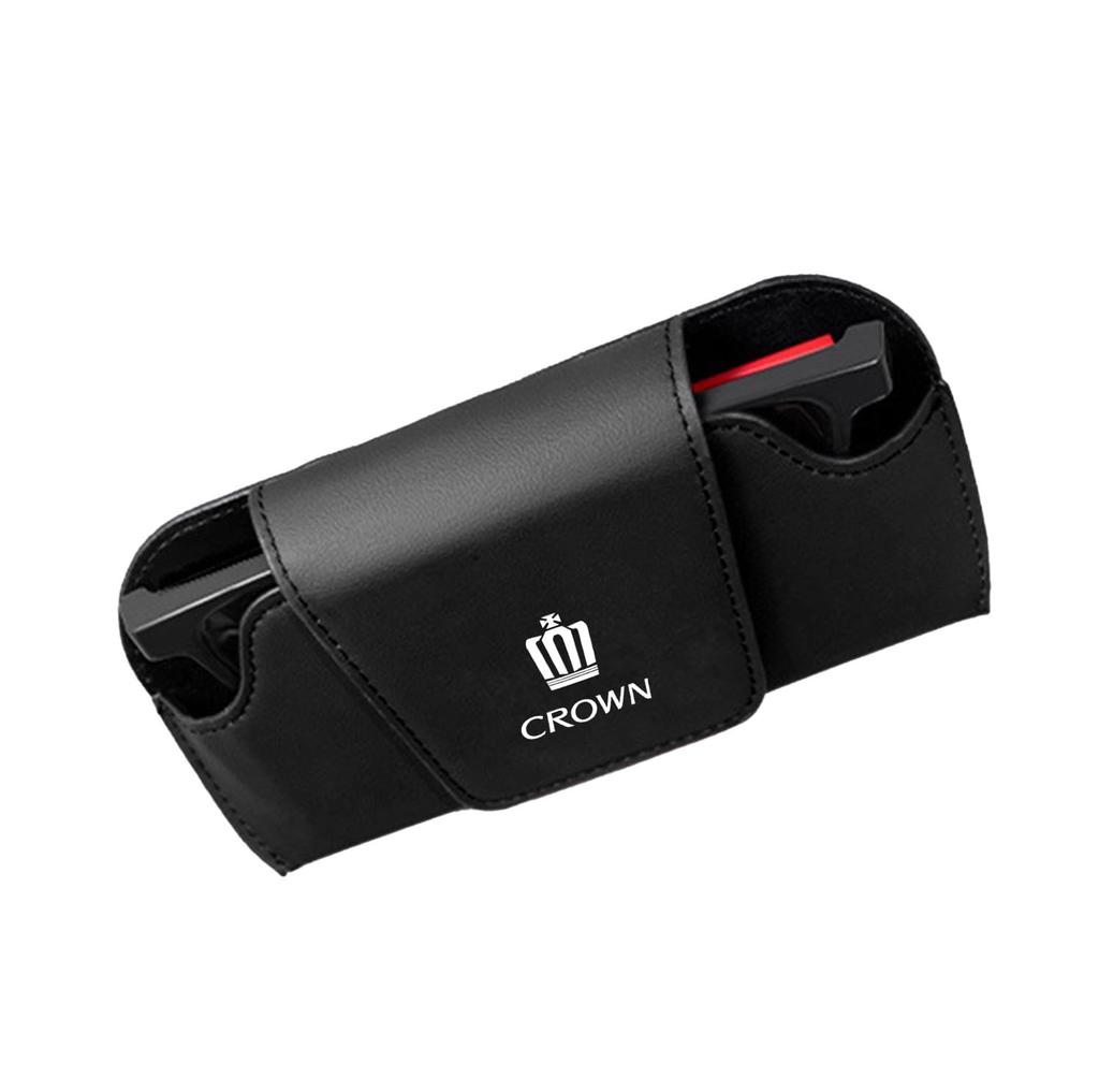 Haomilimi Crown Car Glasses Case, Sunglasses Holder, Sun Visor Pocket, Leather Material x Magnetic