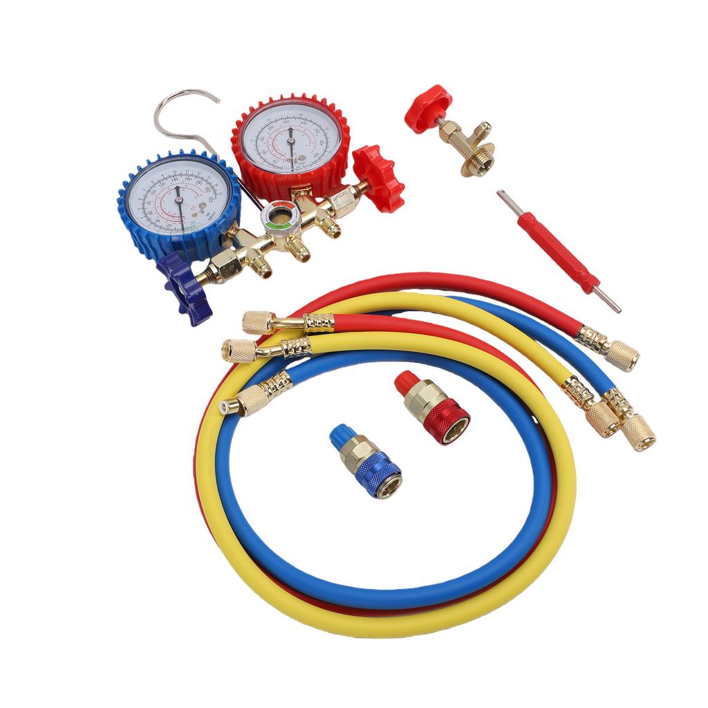 AC Manifold Gauge Set, HVAC Refrigerant Charging Kit for R134a R22 R12 R502, Dual Gauge Automotive and Home AC