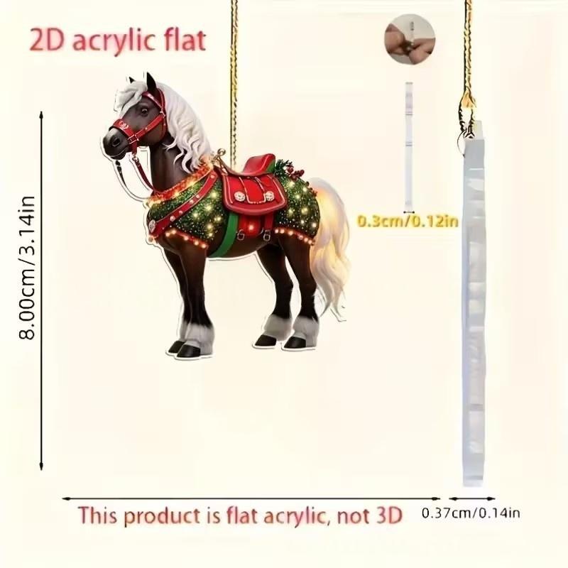 Ornament Pandantiv Acrilic 2D Cal de Crăciun Decor Festiv Pentru Interior Exterior Copaci Decorațiune Agățată Accesorii de Petrecere