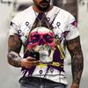 T-shirt z nadrukiem czaszki 3D z postacią horroru Męski, luźny, oversize z krótkimi rękawami Streetwear Hip-hop 3D Top z nadrukiem