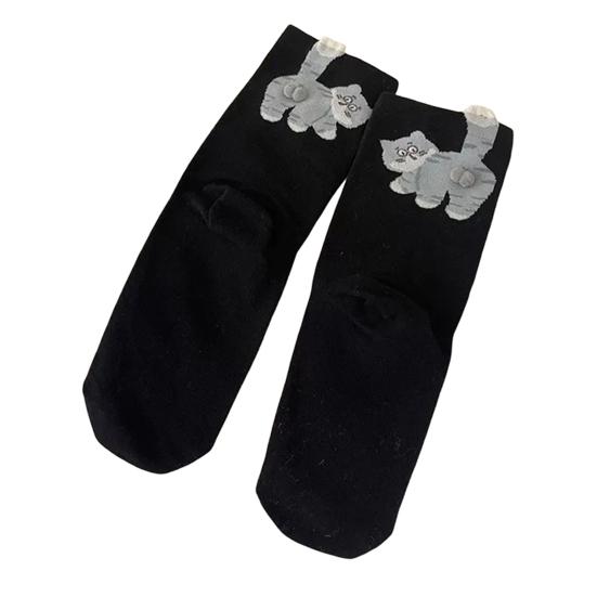 Cute Cat Socks Cartoon Cat Socks with Balls Stretchy Funny Animal Crew Socks Xmas Birthday Gift for Women Men Cat Lovers