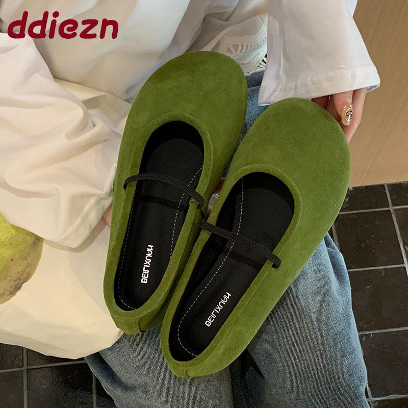 Mode Mode Runde Zehen Damen Ballerinas Mary Janes Lolita Schuhe Damen Weiches Schuhwerk Flock Damen Ballerinas Tanzschuhe 2025 Neu