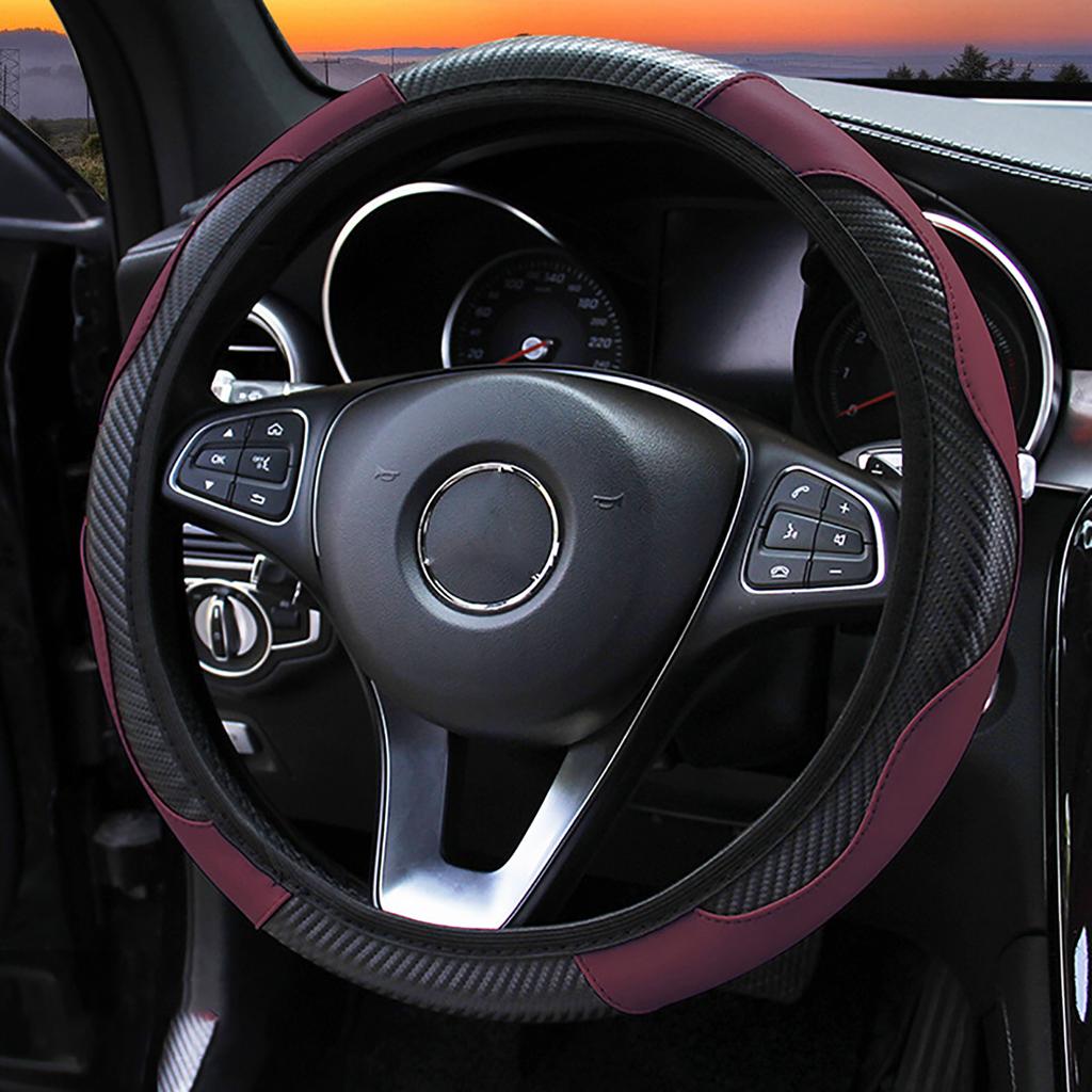 38CM Steering Wheel Cover Carbon Fiber Elastic Handle Sleeve Non Slip Steering Wheel Cover for Car Steering Wheel Cover