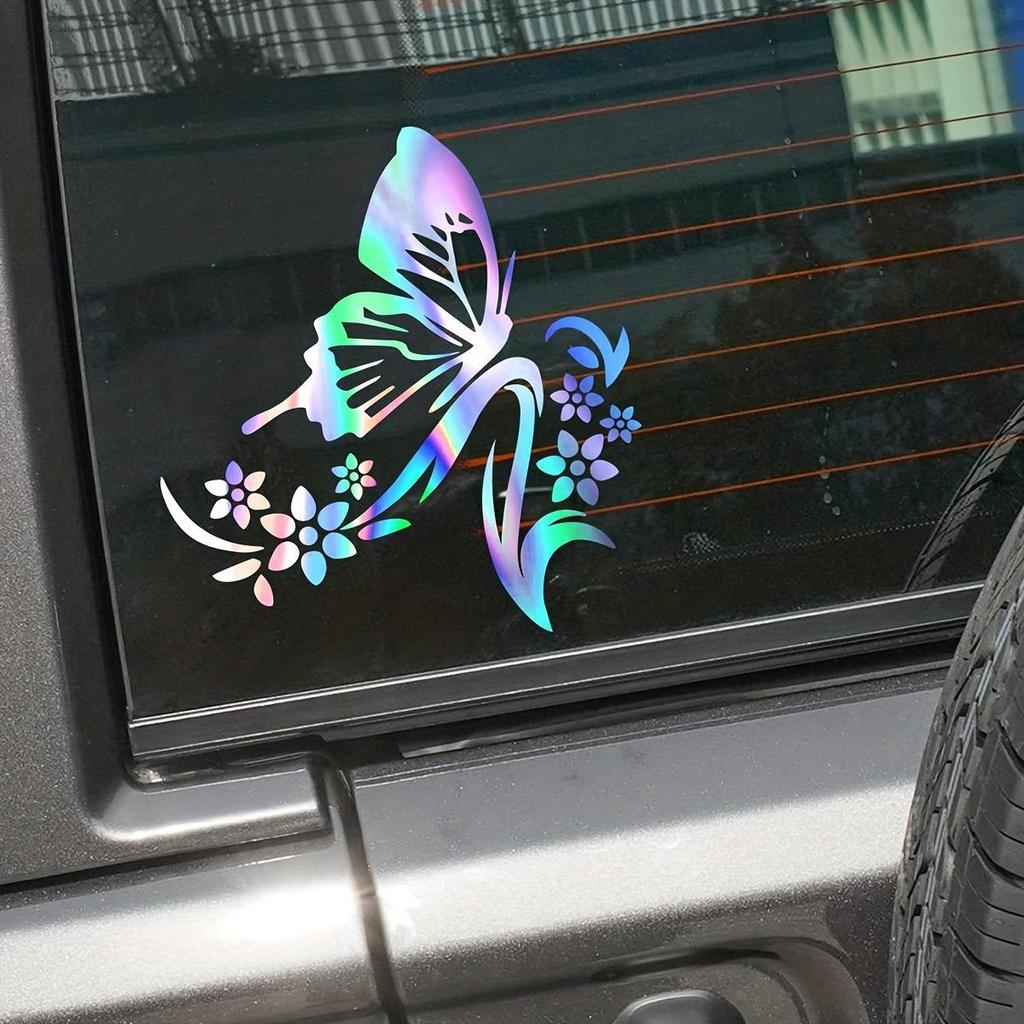 14.2x15.2cm Butterfly Love Flower Car Decoration Sticker