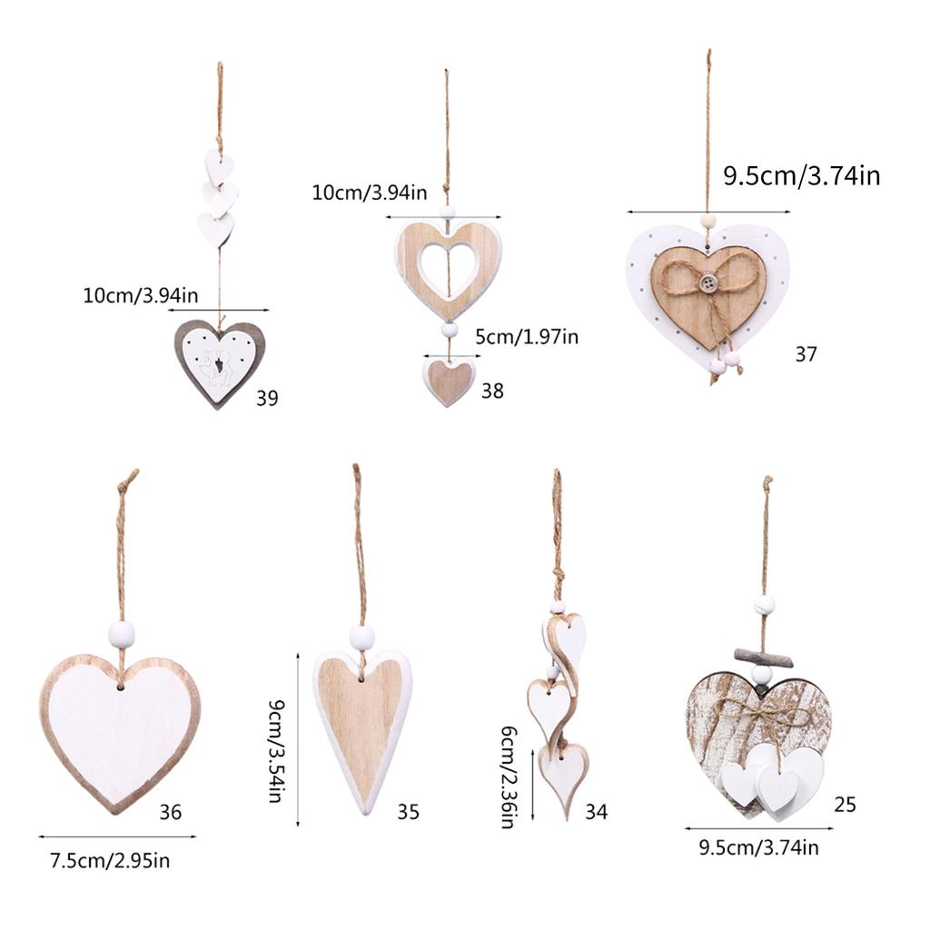 Wooden Heart Shaped Pendant for Indoor and Outdoor Decoration Room Hanging Ornament Handmade Wall Art Accessories