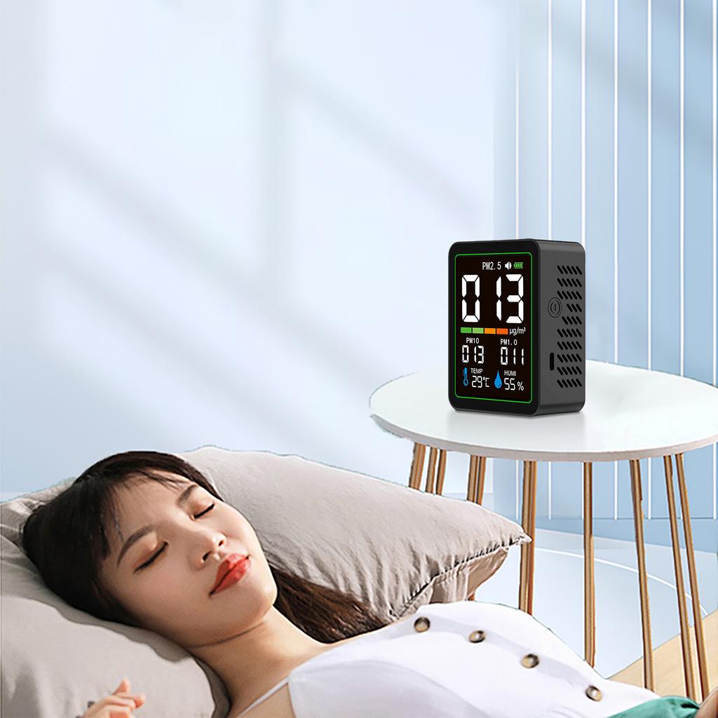 Indoor Air Quality Monitor Infrared Sensor Temperature Humidity PM2.5 PM10 PM1.0 Detection for Home Cars Plants and Pets