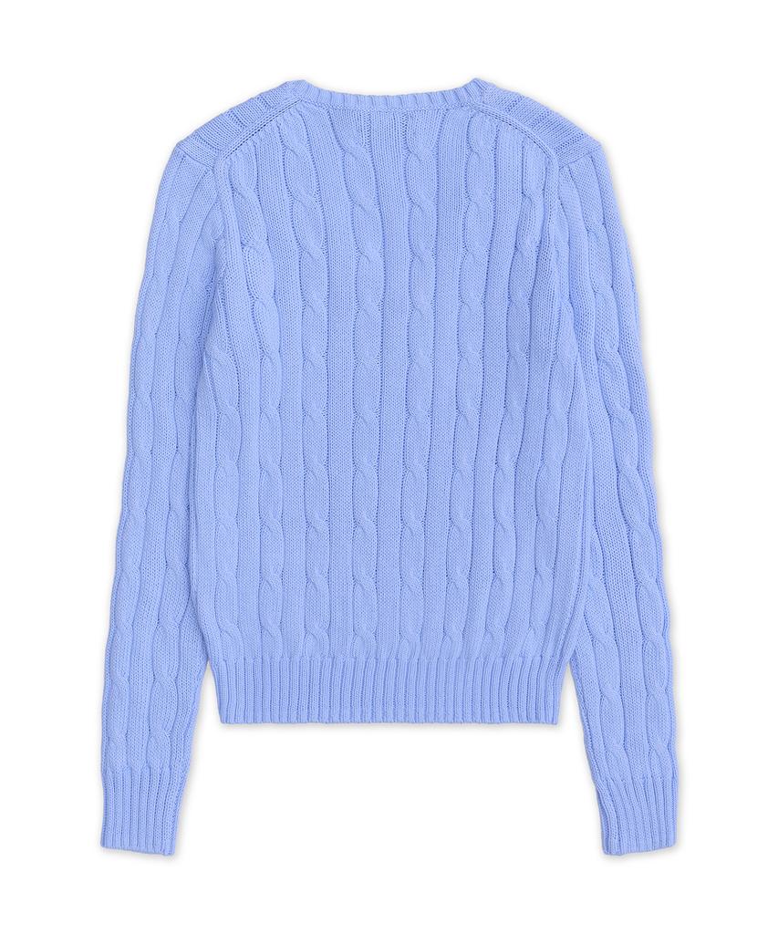 POLO RALPH LAUREN Cable Knit Cotton V-Neck Sweater - Blue
