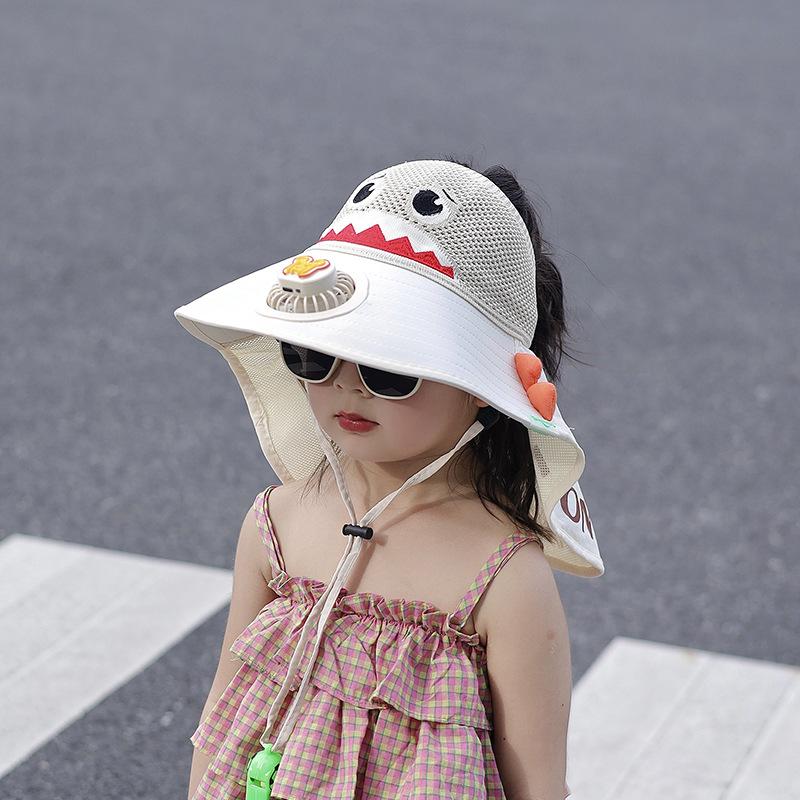 Children's Hat with Fan Shawl Hat In Summer Large Brim Boys and Girls Breathable Sun Protection Outdoor Sun Hat