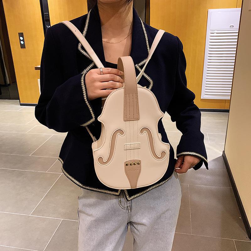 Frauen-Musik-Einkaufstasche, Gitarre/Violine/Klavier, Umhängetasche, kreative Handtasche aus PU-Leder, Reißverschluss, Umhängetasche für Mädchen, Frauen, Violine, Geldbörse, Rucksack