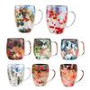 Double-Wall Glass Mug 350ml Heat-Resistant Flower Coffee Tea Cup Insulated Cup for Hot Cold