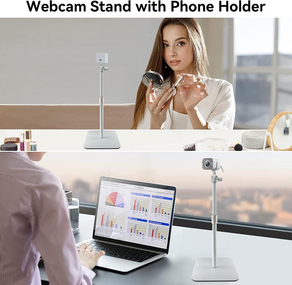 AceTaken White Webcam Magnetic Stand Holder for Logitech Brio 100, Brio 300, Brio 500, C270, C310 Webcams