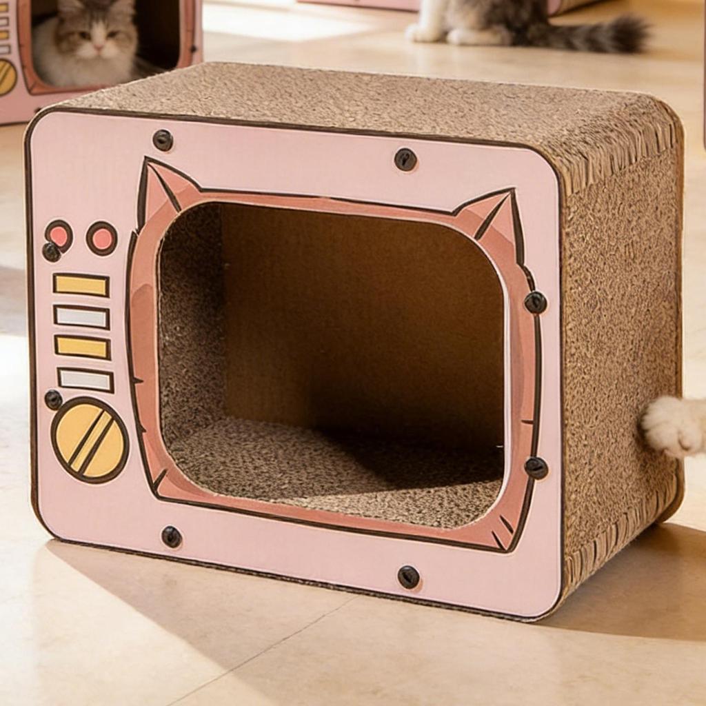 Cardboard Cat House Non-Slip Bottom Pet Supplies Cardboard Cat Scratcher Pet Bed For Furniture Protector Play Exercise