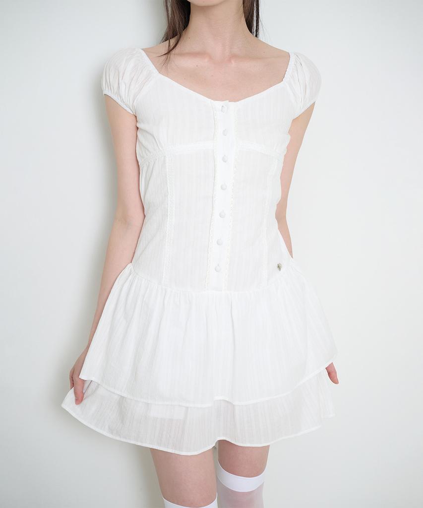 Iligo Puff Frill Dress White