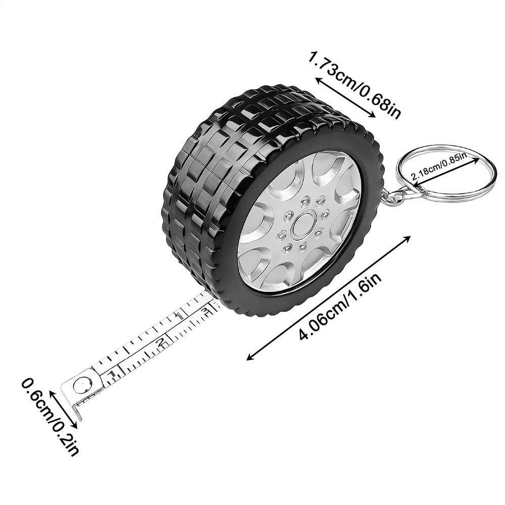 mini Tape Measure Retractable Measuring Tape Creative Tire Shape Measuring Tape  Portable Key Chain Roll Ruler Measuring Tool серебряный