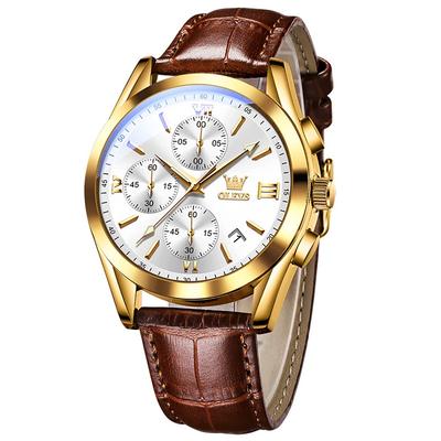 Men's Analog Watch with Leather Strap, Stylish and Casual Design, Perfect for Business or Casual Wear, with Date Display, Perfect Father's Day Gift.