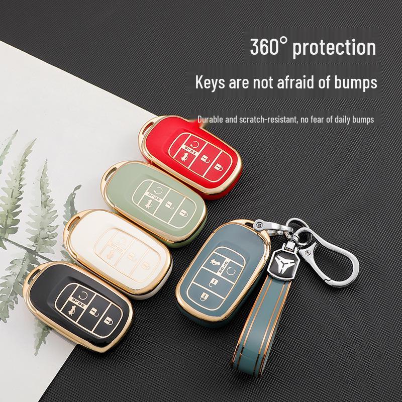 2022 Gold Edge Key Cover for Eleventh Gen Honda Civic Remote – Full Coverage Protective Shell