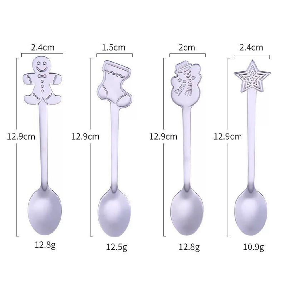 4Pcs/set Kitchen Accessories Stirring Spoon New Year Xmas Gifts Tableware Christmas Decorations Dessert Spoon Coffee Spoons