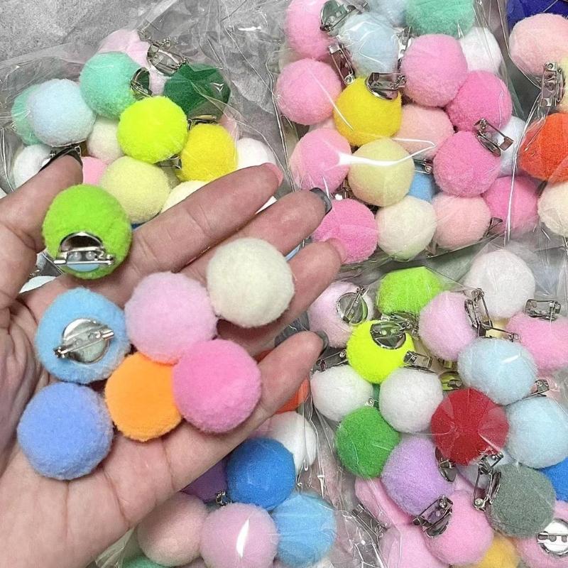 10Pcs Curtain Decorative Pin Colorful Pompoms Safety Pin Clothing Decoration Brooch Pin For Curtain Decoration Accessory