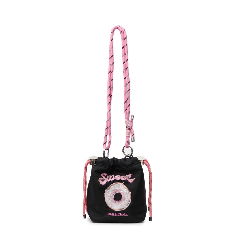 Eco-friendly shopping bag cute cloth bag embroidered flower donut girl handbag oblique span tote bag