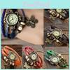 Vintage Inspired Handcrafted Watch With Colorful Leather Strap And Butterfly Charm