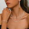 Set of Shiny Silver Plated Collarbone Chain Necklace Bracelet Jewelry, Women's Minimalist Starry Sky Accessories