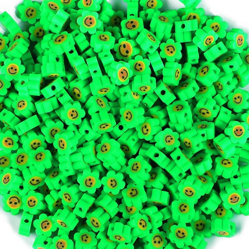 Colorful Sunflower Smiley Face Polymer Clay Beads for DIY Earring and Jewelry Making