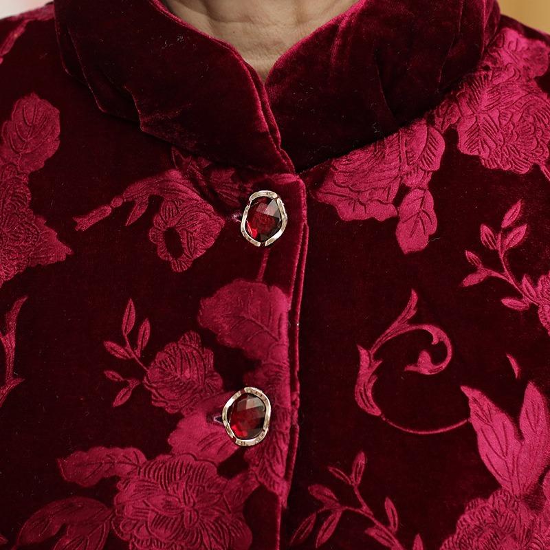 Middle-aged Old People Winter Jackets Gold Velvet Cotton Parka Grandma Thick Cotton Padded Mother's Clothes  Coat